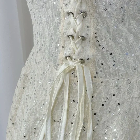 White Lace Ruffle Dress - Picture 6 of 7